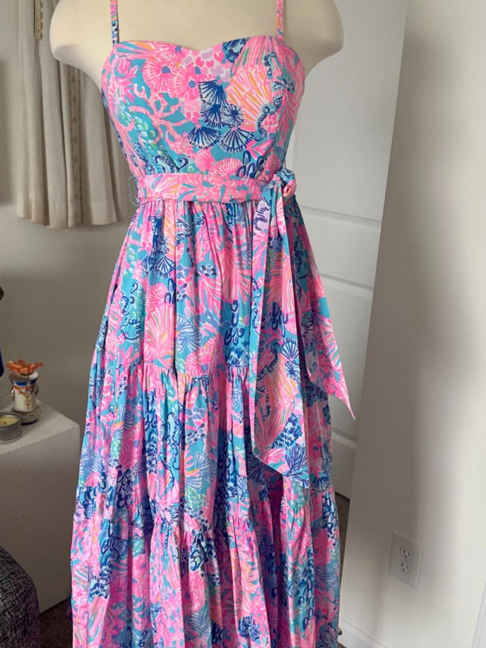 Lilly Pulitzer Size 0 “Splendor in the Sand” Print Midi Cotton Dress w/Pockets
